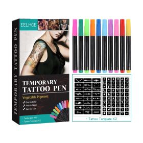 EELHOE Temporary Tattoo Pen Set Face, Arm, Body Multi Color Painting DIY Makeup Graffiti Decoration Tattoo Pen EELHOE Temporary Tattoo Pen Set Face, A (Option: 2PCS)