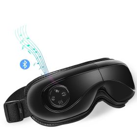 VEVOR Heated Eye Massager Eye Care Device 5 Modes Bluetooth Music 180Â° Foldable (Color: Black, Control Type: Push-button)