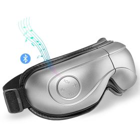 VEVOR Heated Eye Massager Eye Care Device 5 Modes Bluetooth Music 180Â° Foldable (Color: Light Gray, Control Type: Push-button)